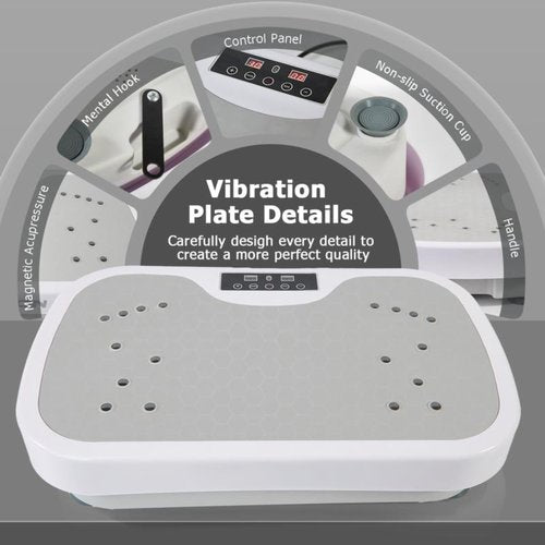 Vibration Plate Exercise Machine, Portable Workout Vibration Plate for Lymphatic Drainage, Full Body Vibration Platform Home Fitness Equipment for Men & Women, Grey