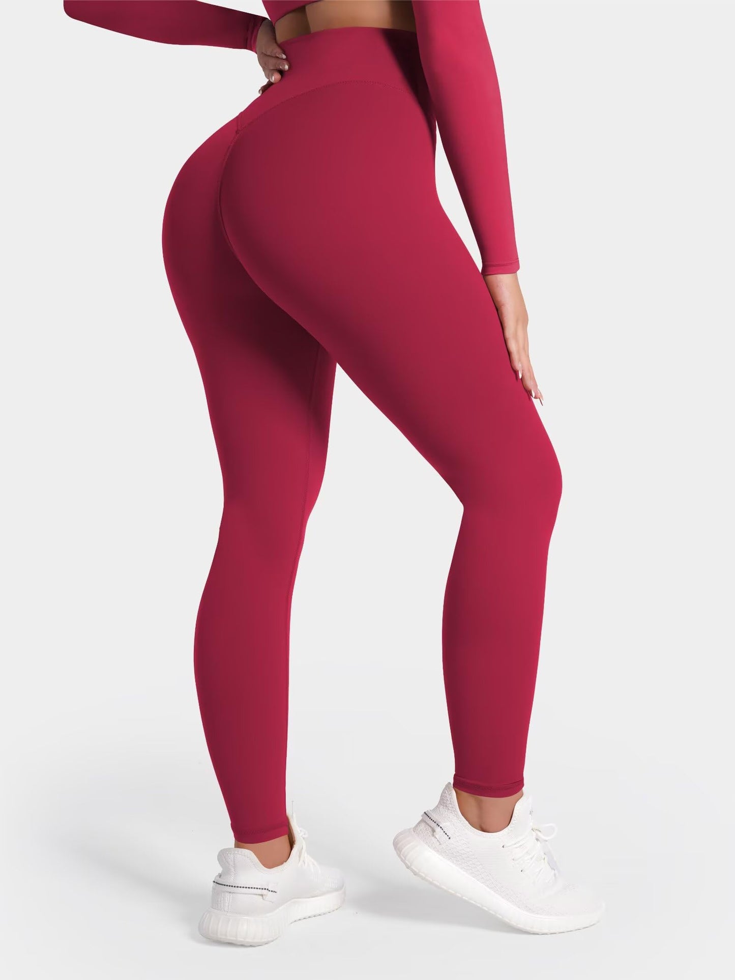 Sunzel Sunlissia Hidden Butt Lifting Scrunch Workout Leggings for Women, Crossover High Waist Yoga Pants with Tummy Control 25" Scarlet Red Medium