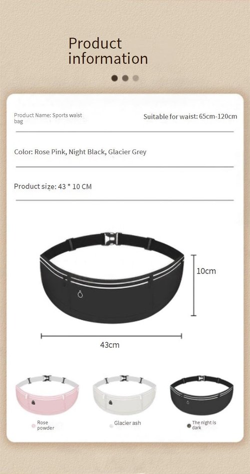Sports Fanny Pack Running Mobile Phone Bag Men's and Women's Outdoor Morning Running Fitness Multi-function, Waterproof Invisible Light and Close-fitting (Classic Black)