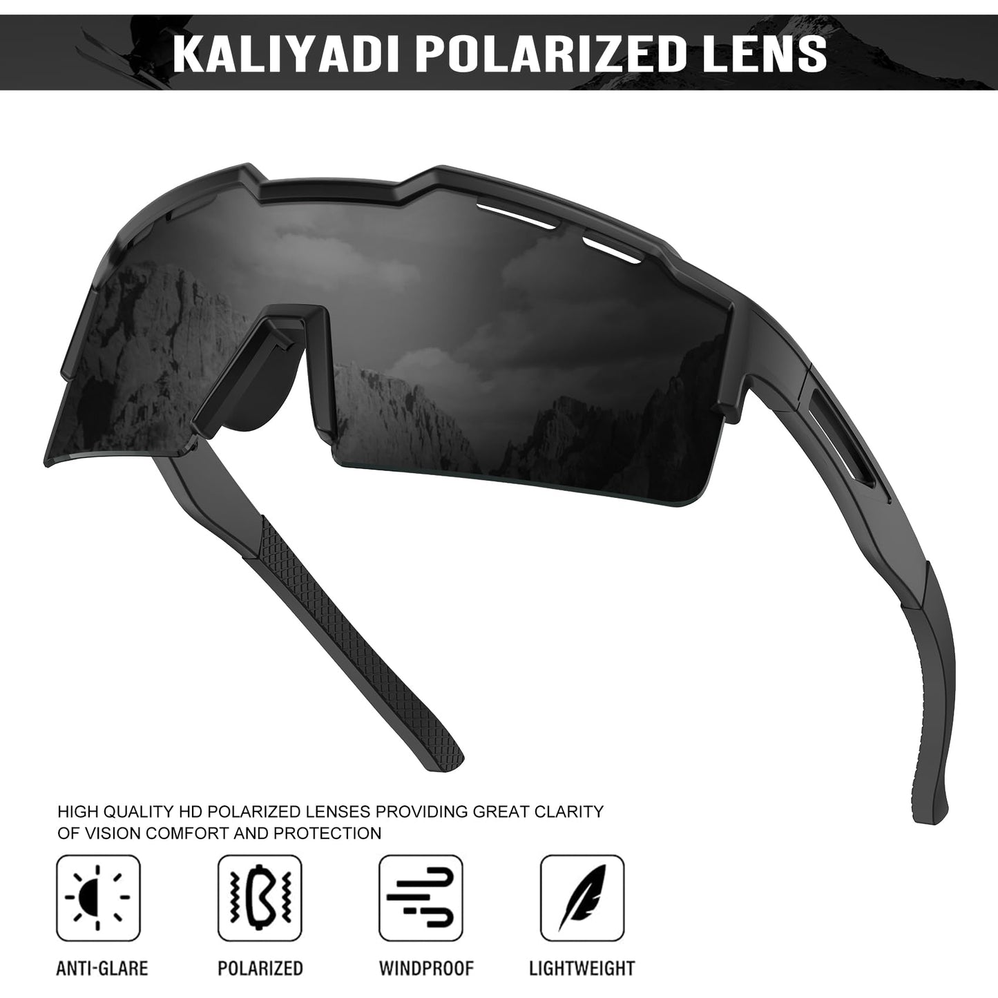 KALIYADI Polarized Sunglasses-Men Cycling Sunglasses: Sports Running Sun Glasses Men Women UV400 Golf Fishing Outdoor 3packs