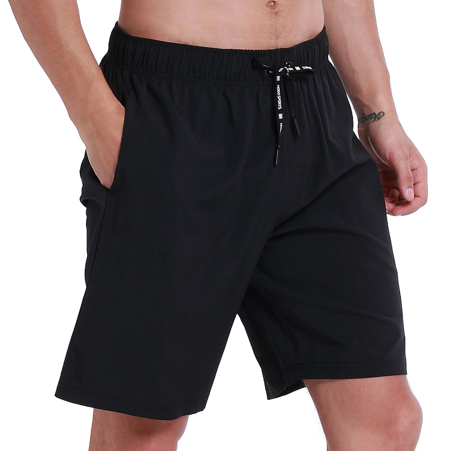 HOdo Mens Swim Trunks with Mesh Liner 9" Quick Dry Swim Shorts Bathing Suits for Men Swimwear Board Shorts wiht Pockets Black XL