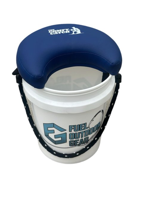Comfy Catch Padded Seat Cushion, Portable Storage Solution with Access Cutout, Fits 5 Gallon Buckets (Navy)