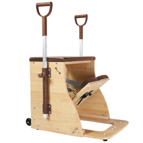 ARKANTOS Pilates Chair, Split-Pedal Stability Combo Chair with Handles, Yoga Fitness Trainer, Pilates Reformer Machine, Pilates Equipment Perfect for Home & Gym Workout(Brown)