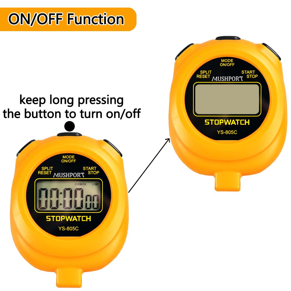 2 Pack Digital Sport Stopwatch Timer for Coaches, ON/Off Countdown Large Display Simple Stop Watch for Sports PE Teacher Coaches Referees, Orange