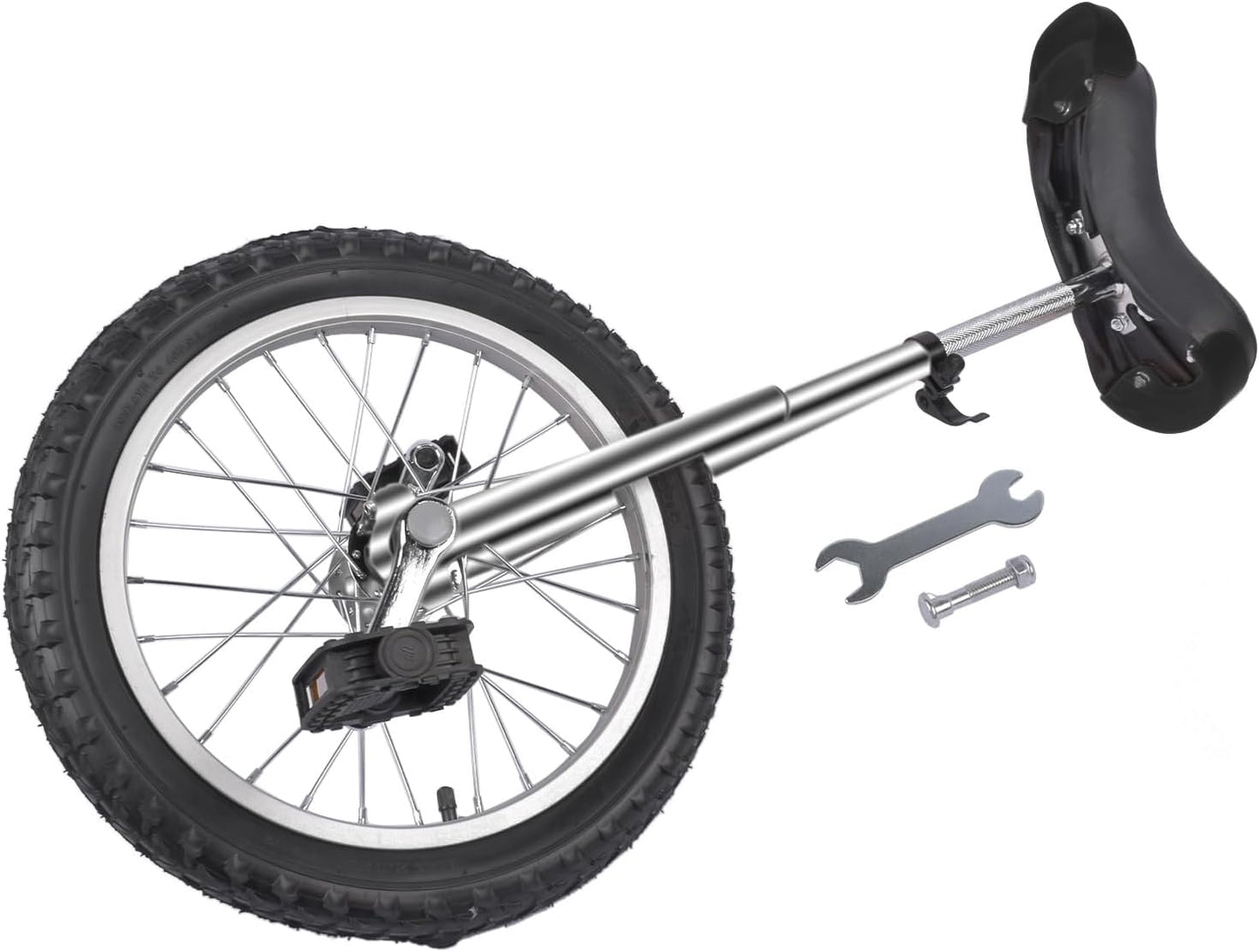 16 Inch Wheel Unicycle Balance Fitness Exercise Adult Kids Outdoor Sports Training Cycling Unicycle with Steel Rim,Mountain Tire Cycling Sports Exercise with Adjustable Seat(Silver)