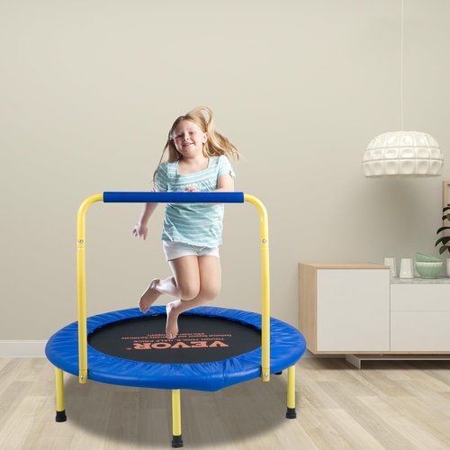 VEVOR 3FT Trampoline 36" Indoor/Outdoor for Toddlers, Foldable Mini Baby With Foam Handle, Recreational Birthday Gift