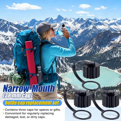 HappyAlley Black Narrow Mouth Water Bottle Replacement Lid - 3 Pack
