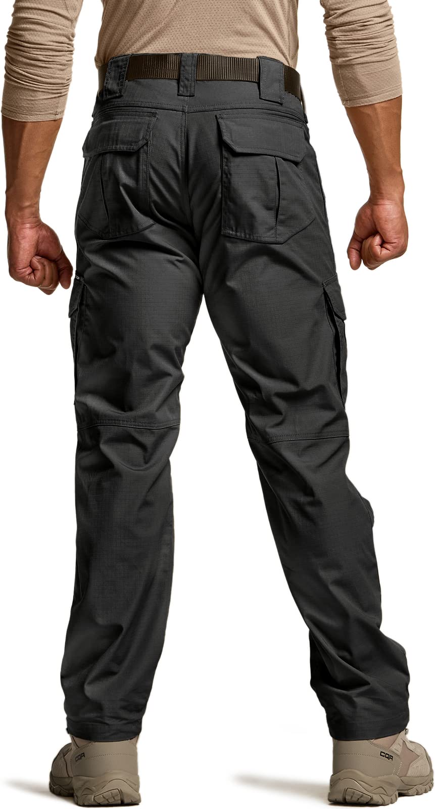 CQR Men's Tactical Pants, Water Resistant Ripstop Cargo Pants, Lightweight EDC Work Hiking Pants, Outdoor Apparel, Duratex Mag Pocket Black, 36W x 34L