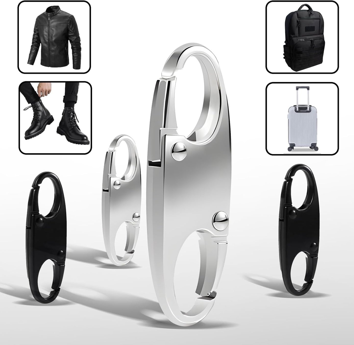 20 Pcs Zipper Clips Anti Theft Double Opening Small S Carabiner Clip Zipper Lock Theft Clasp for Backpack Purse Luggage Suitcase (Black and Sliver)