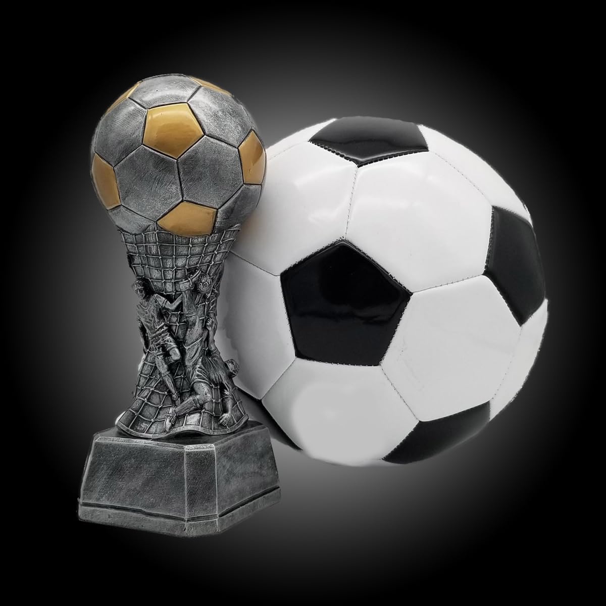 Decade Awards Soccer Trophy, Team Tower - Soccer Award for Playoffs, Tournaments and Championships - Engraved Plate on Request (9 Inch Tall)