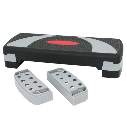 ZENY 31’’ Aerobic Step Platform, Adjustable Workout Step Platform for Exercise at Home, Stand Up Steppers Fitness Equipment for Home Gym with 4 Step Risers (black-grey)