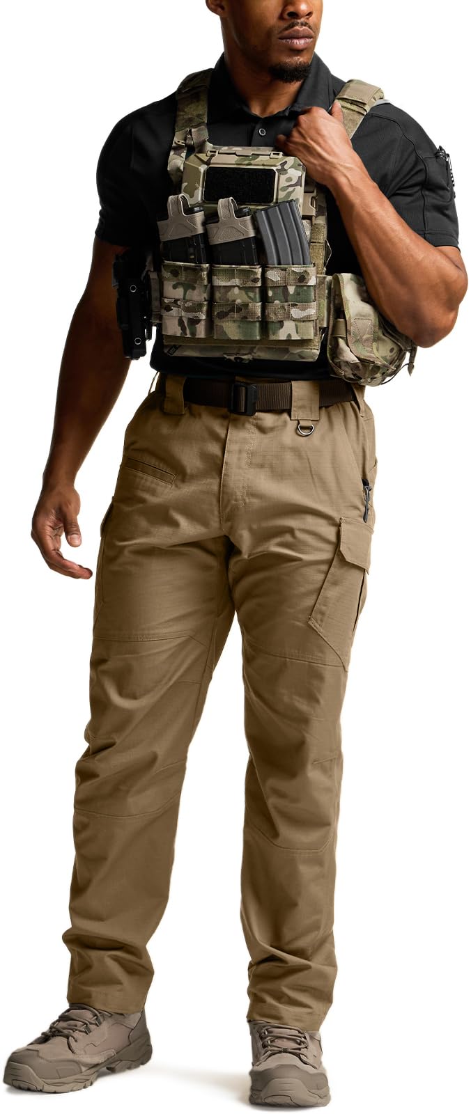 CQR Men's Tactical Pants, Water Resistant Ripstop Cargo Pants, Lightweight EDC Work Hiking Pants, Outdoor Apparel, Raider Mag Pocket Cougar, 32W x 30L
