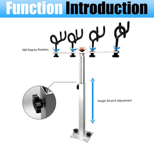 Aluminum Fishing Rod Holder for Boat,Fishing Boat Accessories with Replacement Mounting Plate,PVC Coated Steel Wire Fishing Pole Holders for Ship,Yacht,Adjustable Height(Silver)