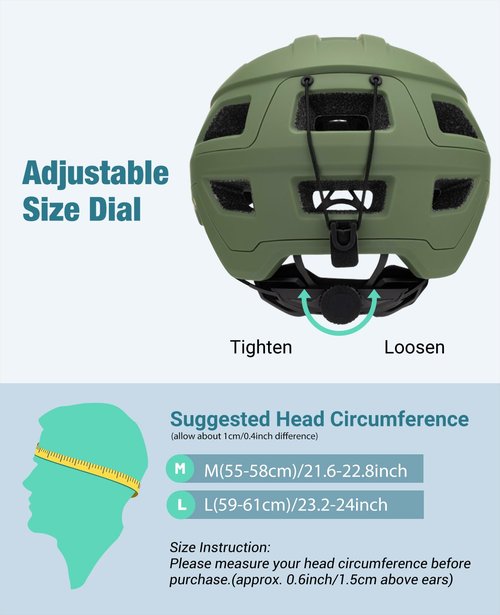Favoto Mountain Bike Helmet - Dual Shell Lightweight MTB Bicycle Helmet Adjustable for Adults Men Women Youth CPSC Certificated, Dark Green