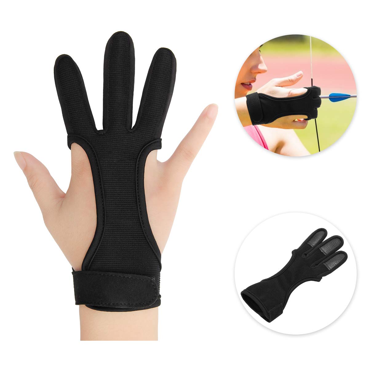 Coolrunner Three Finger Leather Archery Glove for Kids, XL