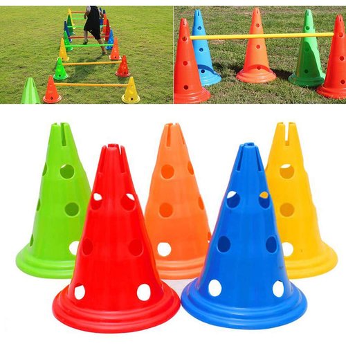 NOENNULL Plastic Agility Ball Cones 5 Pieces Football Training Agility Field Markers Plastic Traffic Cones for Training Football Basketball Training Traffic Events