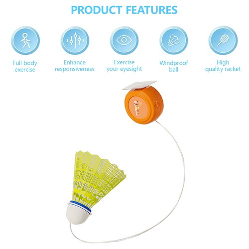 COOLHOOD Badminton Training Tool Badminton Single-Player Rebounds Trainer Portable Badminton Practice Equipment Enduring