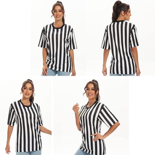 Shinestone Referee Shirt,Referee Costume Umpire Shirt for Womens and Mens,Crew Neck for Football, Soccer and Sports(3X-Large)