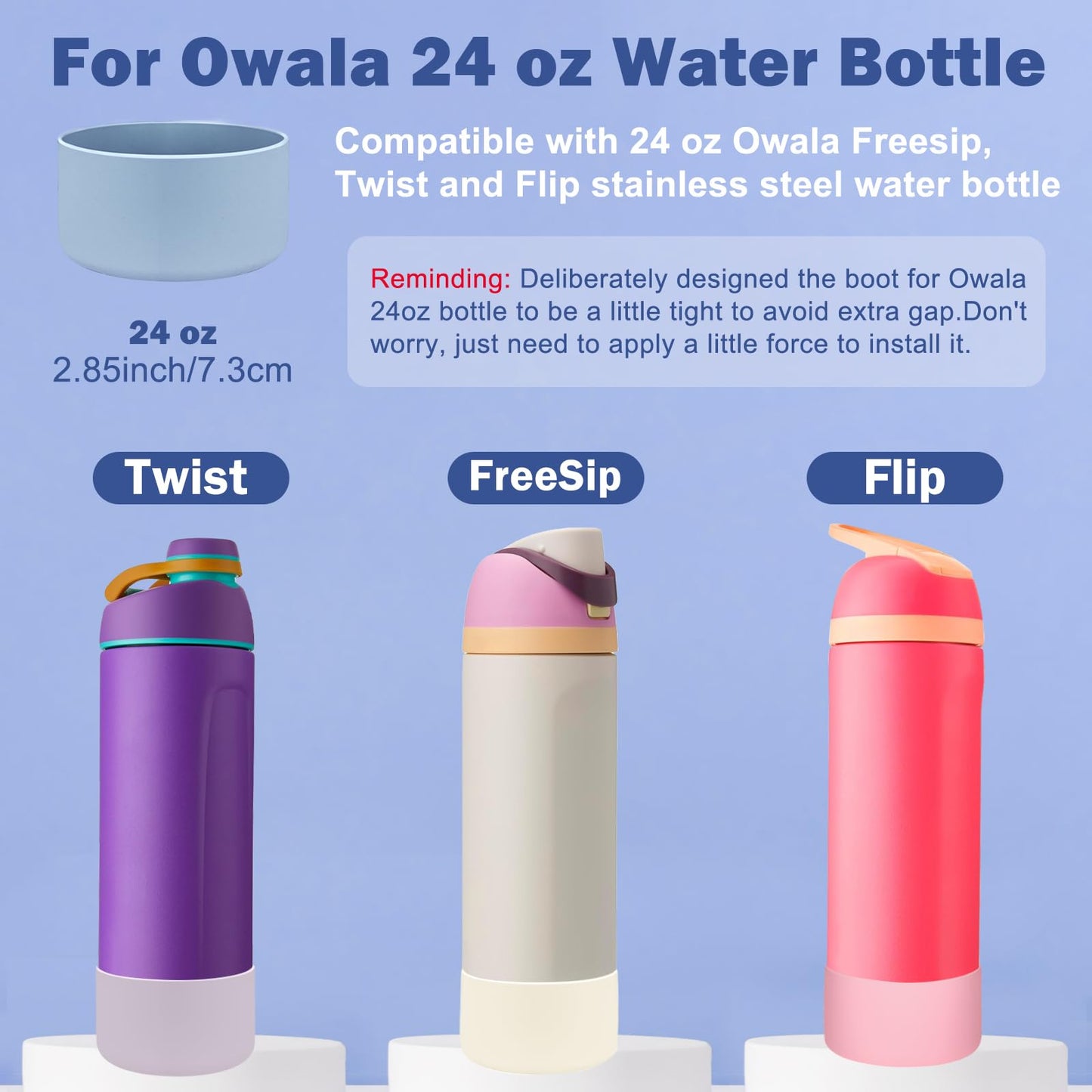 HEYSKAY 2PCS Silicone Boot for Owala Flask Water Bottle Anti-Slip Protective Sleeve for Owala Twist,FreeSip and Flip Stainless Steel Water Bottle BPA-Free Boot Bottom Base