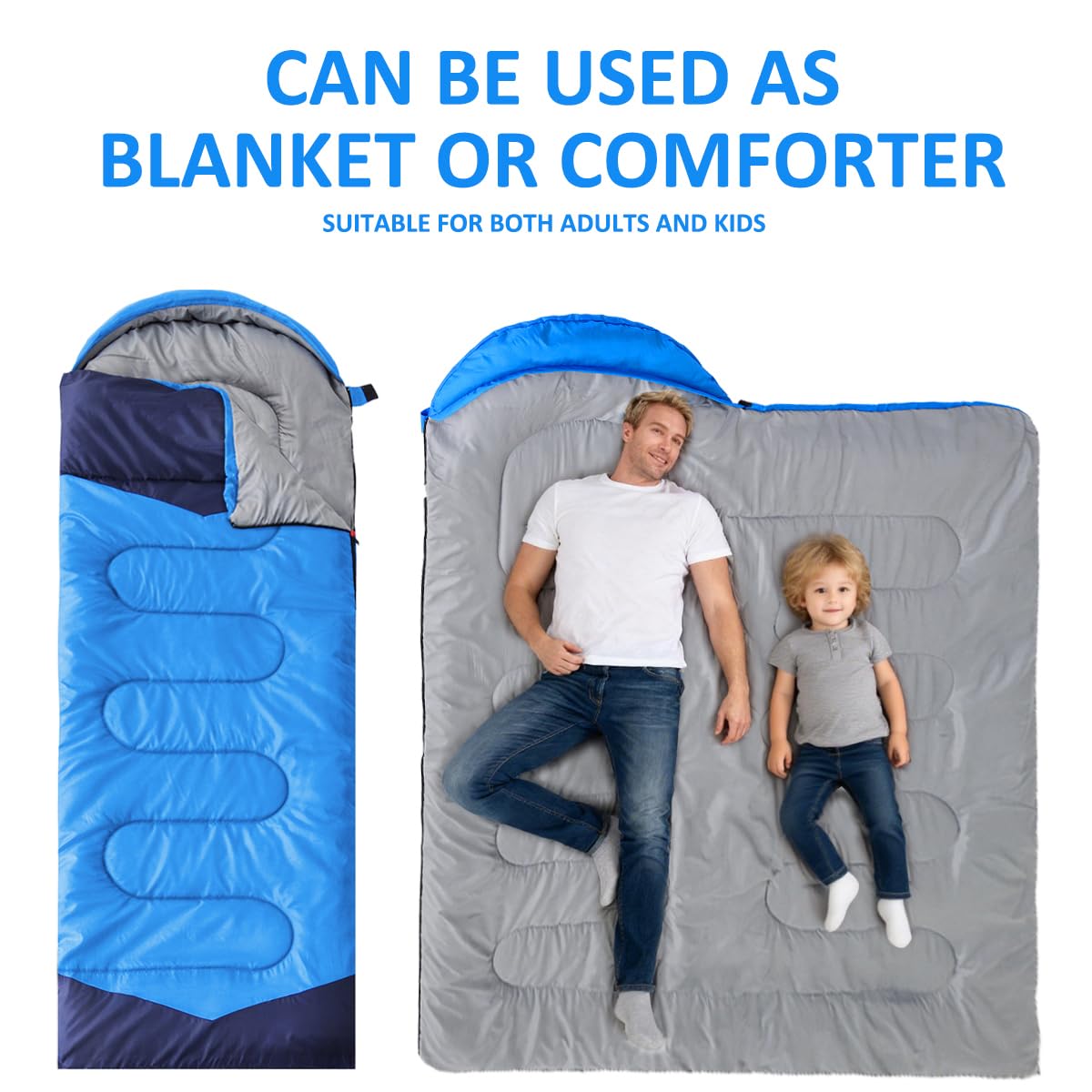 oaskys Camping Sleeping Bag - 3 Season Warm & Cool Weather - Summer Spring Fall Lightweight Waterproof for Adults Kids - Camping Essentials Gear Accessories Hiking Sleep Must Haves
