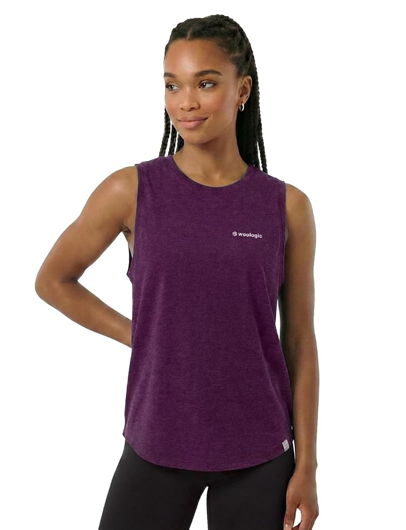 Mulberry Medium 100% Merino Wool Lightweight Sleeveless Tank Top for Hiking