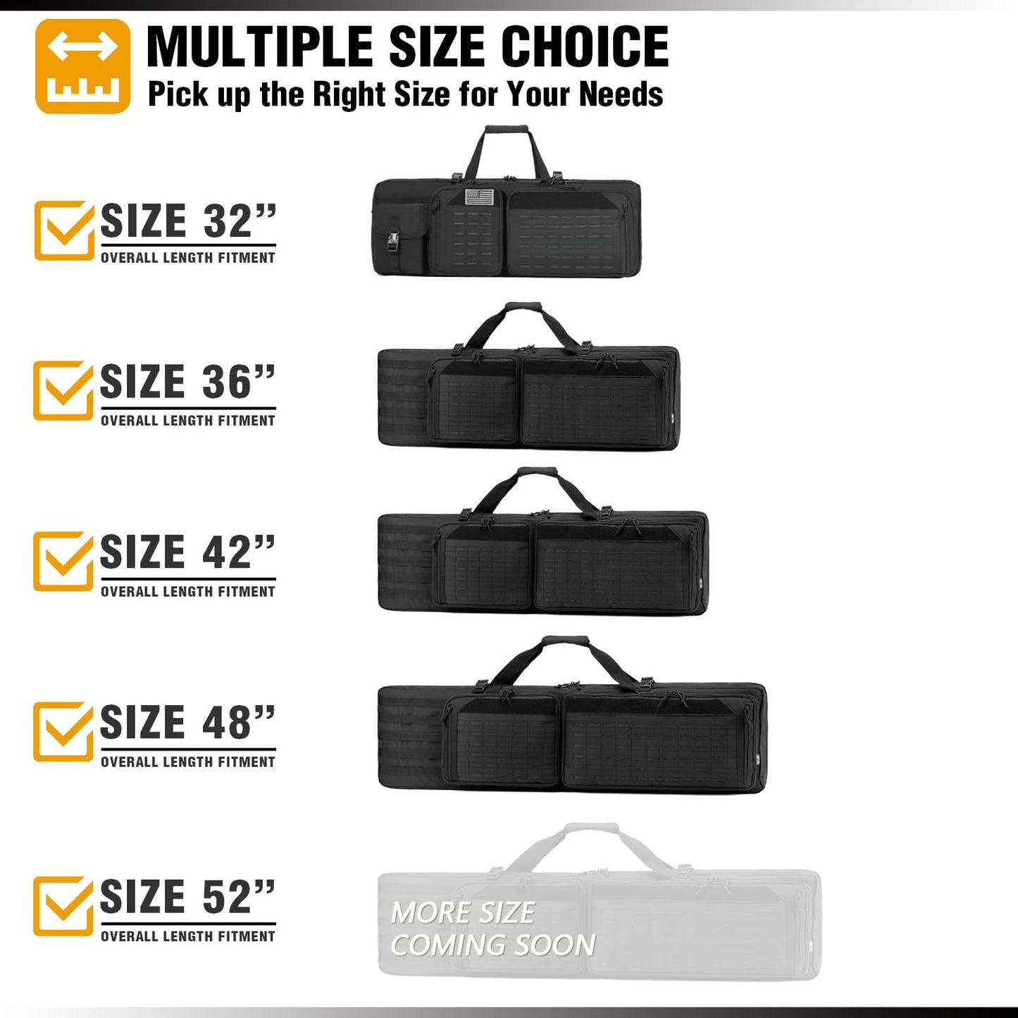 DBTAC Urban Classic Tactical Double Long Gun Bag Soft Rifle Case Pistol Transportation Case w/Backpack Strap for Range Shooting Outdoor Hunting (Black, 32" x 12“ Double Rifle Case)