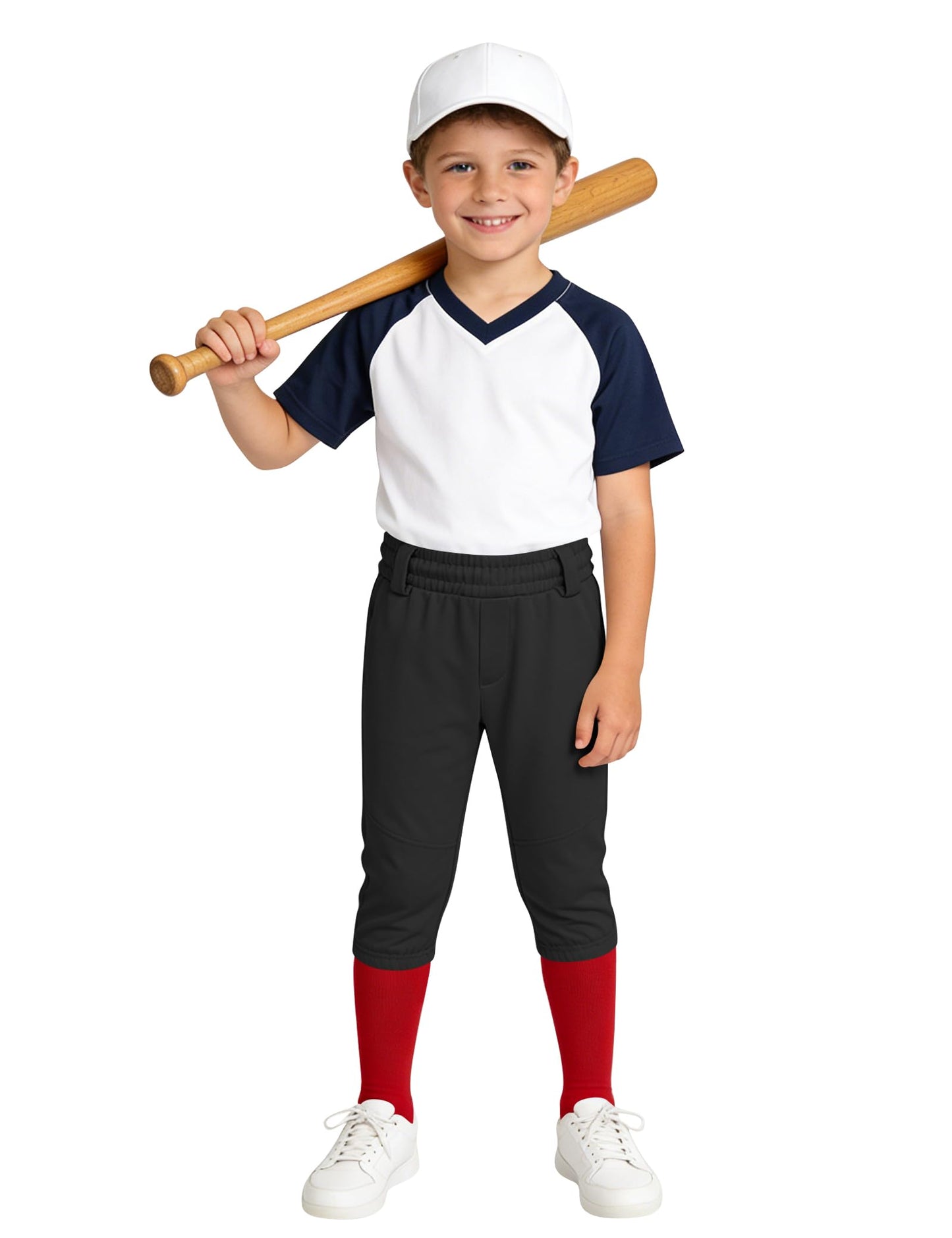 QBK 2T/3T/4T/5T to Youth Toddler Boys Knicker Baseball Pants Girl Softball Pants Kids Tee Ball Pants (Black 7T)
