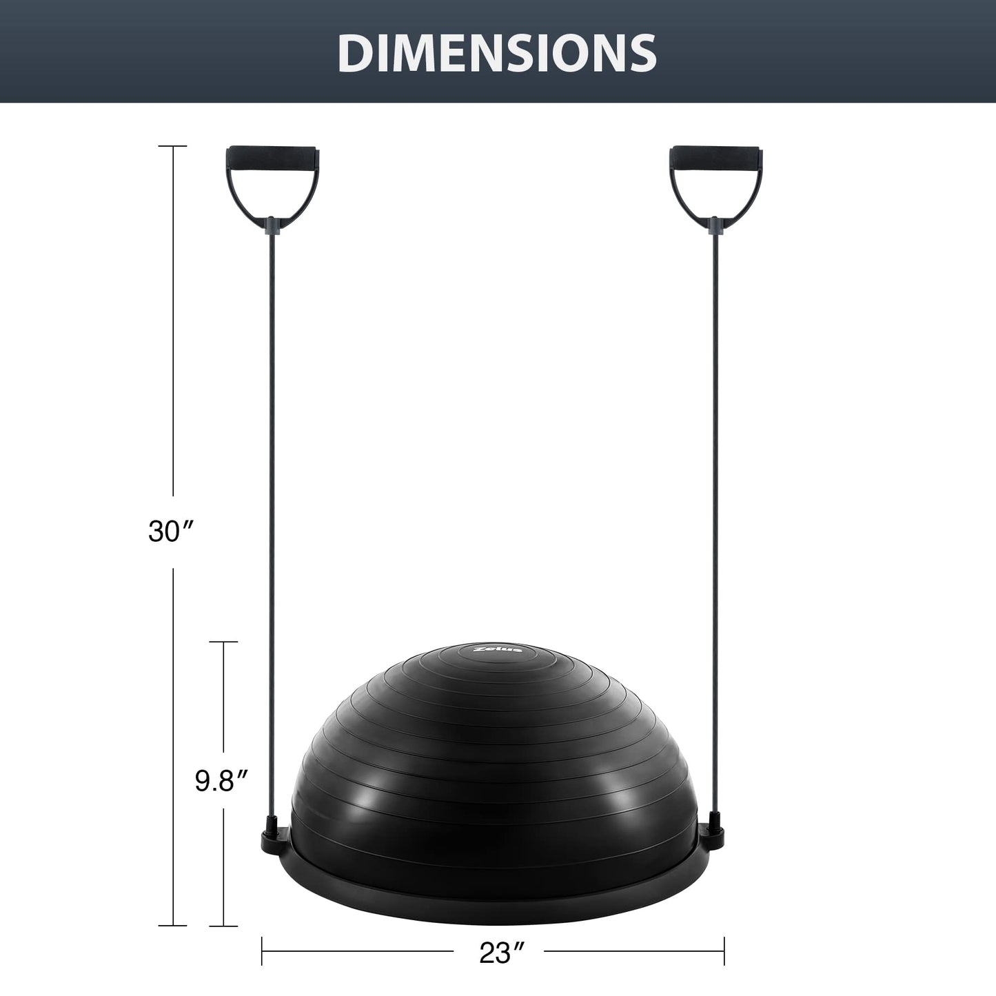 ZELUS Half Balance Ball Trainer, 23 inch Half Exercise Ball with Nonslip Base, 330lbs Cap Half Yoga Ball with Resistance Bands & Foot Pump, Extra Ball Included, Strength Fitness Ball for Home Gym