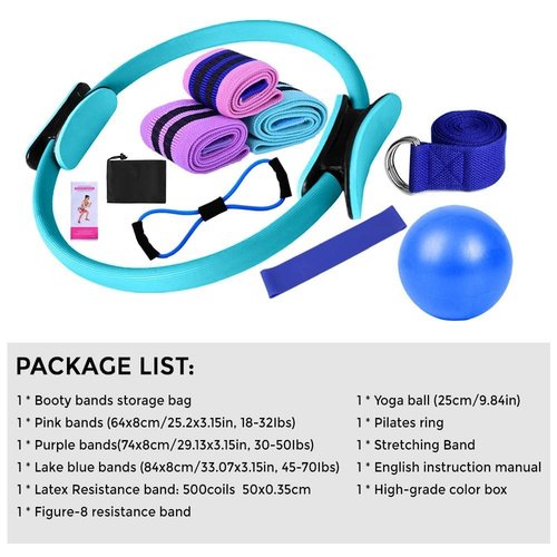 Pilates Essentials Kit for Women, 2025 New Better Me Pilates Kit, Pilates Rings Booty Bands, Yoga Sets for Women, Hip Exercise Band Yoga Ball 25cm Figure 8 Resistance Band (Pink-11Pcs)