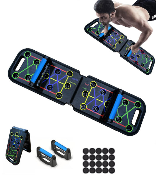 12-In-1 Push Up Board,Portable Pushup Bars for Men, Muscle Max Press Up Boards,Foldable Gym Home Exercise Board,Multi-function Push-Up Stand,Home Workout Equipment with Resistance Bands