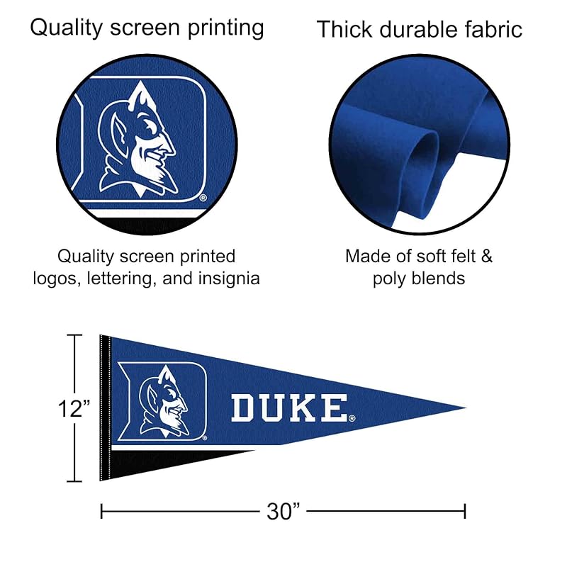 Duke Blue Devils Pennant Flag - 12 x 30 in Felt Banner, Officially Licensed