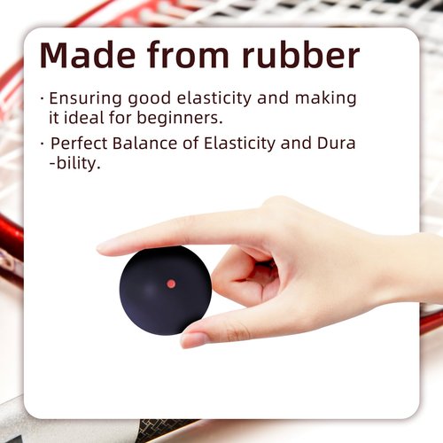Flylin Single Dot Squash Ball, Squash Balls High Bounce for Competition Training, 37mm Beginner Sports Squash Ball Pack of 3 (Single Red Dot)