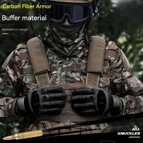 AlloTemlass Tactical Hard Knuckle Gloves | Touchscreen Fingers, Impact Protection, Breathable | Durable for Shooting, Hunting, Outdoor Work-Black, Large