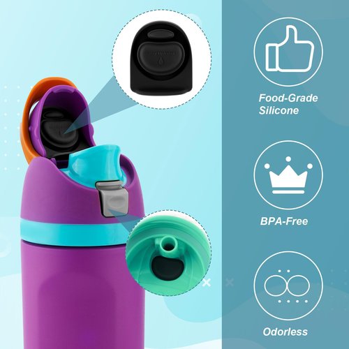 8pcs Silicone Bottle Stopper for Owala FreeSip 24oz 32oz, Water Bottle Plug Mouth Lid Cap Top Seal Replacement Parts Accessories Compatible with Owala 16/19/24/32/40oz (8 Colors)