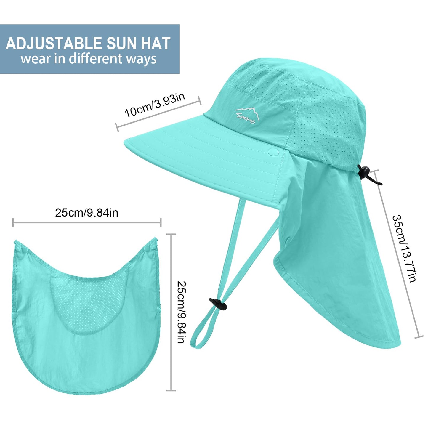 Sun Hat for Men Women with Neck Flap,UPF 50+ UV Protective Hiking Fishing Hats,Wide Brim Sun Hat for Women&Men