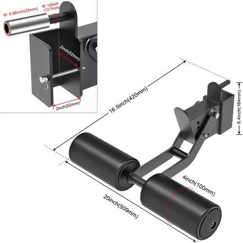 Nordic Hamstring Curl Squat Rack Attachment for 2" x 2" Power Rack with 1/2" or 1" Hole - Adjustable Leg Hold Down Attachment with Premium Leather Surface - for Ultimate Home Gym Experience