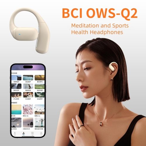 Wireless Meditation Earbuds with Real-Time Heart Rate & Blood Oxygen Monitoring - Open-Ear Sports Headphones, IPX5 Waterproof, Secure Silicone Ear Hooks for Running/Gym & Health Tracking (Black)