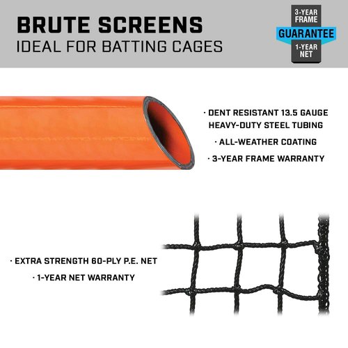 CHAMPRO Brute Heavy-Duty Steel Frame Baseball/Softball Pitcher's Z Screen Batting Cage Practice Net, 7'x 5?? ORANGE