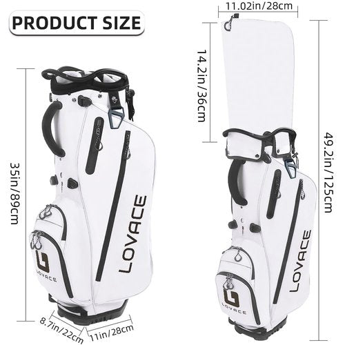 LOVACE 14 Way Golf Stand Bag, Lightweight Golf Bag with Stand for Men and Women (White)