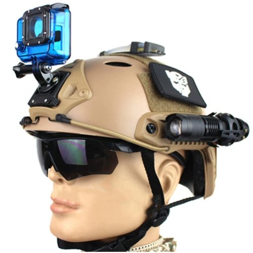 DKJEkdje Helmet Flashlight Holder Mount, Quick Release Tactical Airsoft Flashlight Clamp Mounting Bracket for Fast Helmet ARC Rail Fast ACH MICH Bump Helmet