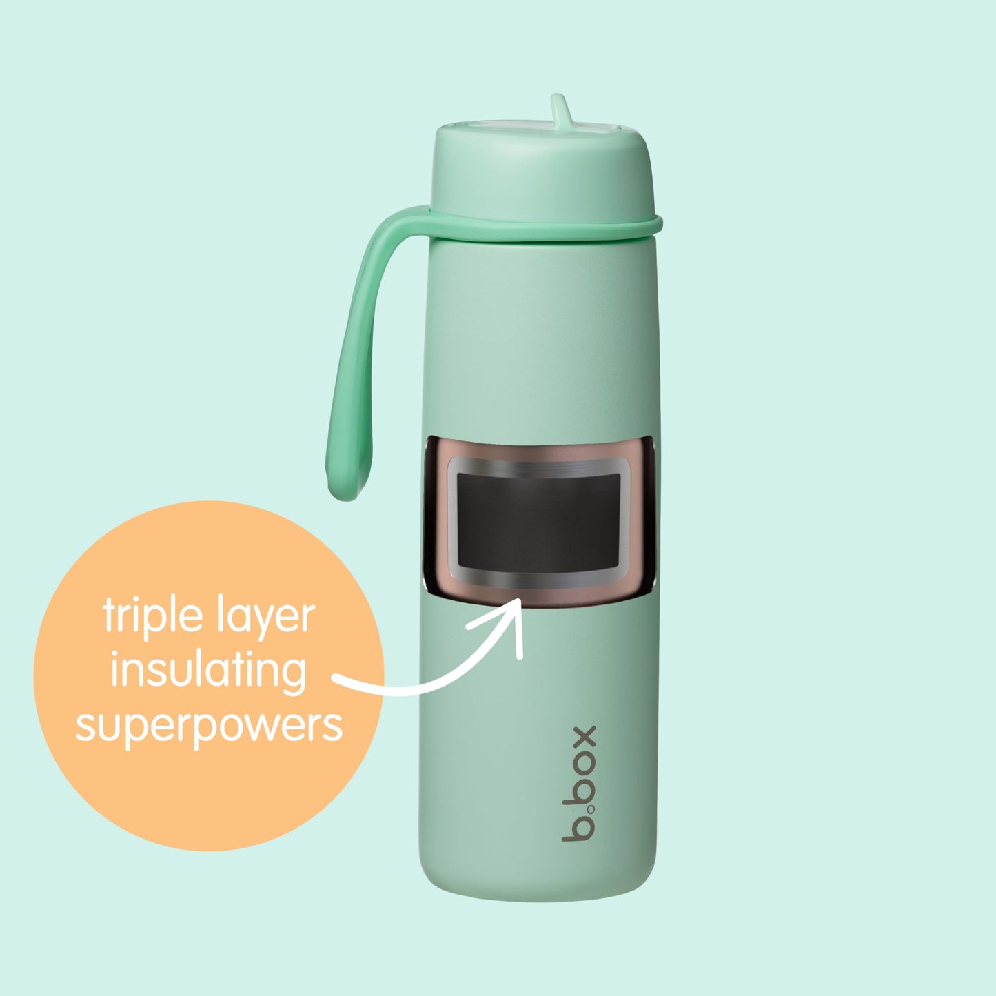 b.box 23oz Insulated Water Bottle w/Flip Top Lid for All Ages - 44 Hours Cold - Leak Proof Stainless Steel Water Bottle with Lid & Straw for Travel, Gym & School, BPA Free - Midnight