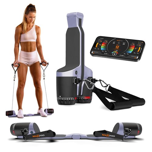 MAXPRO: Portable Smart Cable Gym | As Seen on Shark Tank | All-in-One Workout Machine with Bluetooth & Free App | 5-300lbs Resistance | Exercise Anywhere – Outdoors, Travel, Camping | Periwinkle