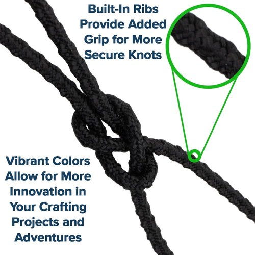 Paracord Planet ParaLock Paracord – Textured Sheath Paracord for Added Grip in Knots, Handles, and More! (Black, 100 Feet)