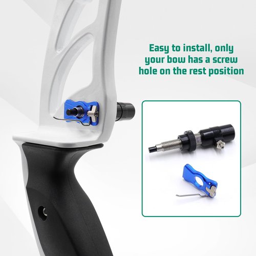 HANDBAIGE Archery Arrow Rest and Cushion Plunger Aluminum Magnetic Arrow Rest Adjustable Bow Plunger with Teflon Button for Recurve Bow Longbow (Blue Arrow Rest+Plunger)