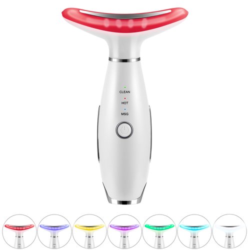 Whsdo 7-in-1 Red-Light-Therapy-for-Face and Neck, Face Neck Massager for Daily Skin Care Routine