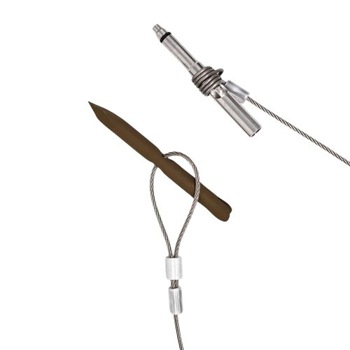 Scuba Choice 4" Gulf Fixed Wing Slip Tip for Spearfishing, Tri-Cut 6mm Thread with 3/8" Slide Ring, 23" Multi-Braid Wire, Stainless Steel Coil Adapter, Durable & Reliable