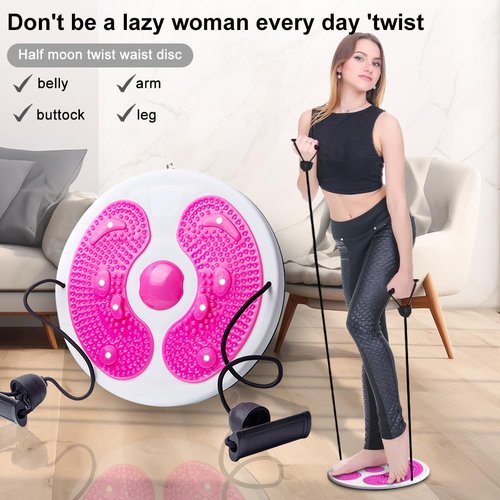 Ab Twists Waist Disc Board Adjustable Waist Trainer Twi-sting Disc with Handles Waists Slimming Balance Rotating Discs for Slimming Arms Hips and Thighs(COLOR:pink)