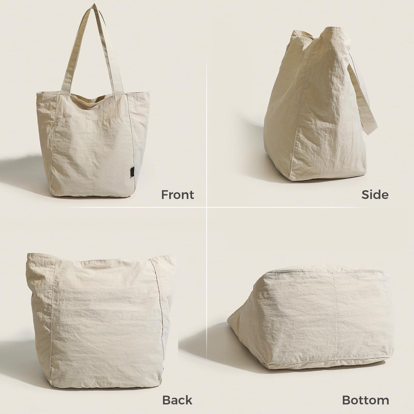 Barsine Tote Bag for Women Men Tote Purses and Handbags Lightweight Nylon Shoulder Bag for Work Travel Gym Yoga Dance, White