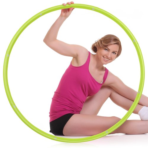 Motionchic 1pc Exercise Fitness Hoop Removable Adjustable Weighted Hoop Suitable for Weight Loss and Home Fat Burning Exercise Workouts Gym (Green)