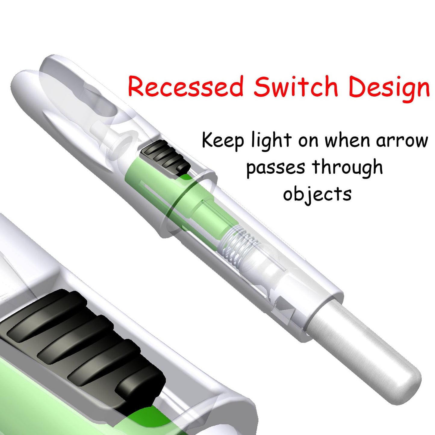 Linpeng 6PCS Lighted Nocks for Arrows with .165/ .204/ .233/ .244/ .246 Light Up Nocks with ON/Off Switch for Archery Hunting (Green, GT/.246")
